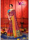 RED-BLUE COLOUR EXCLUSIVE ART SILK PARTY WEAR DESIGNER SAREE 2001
